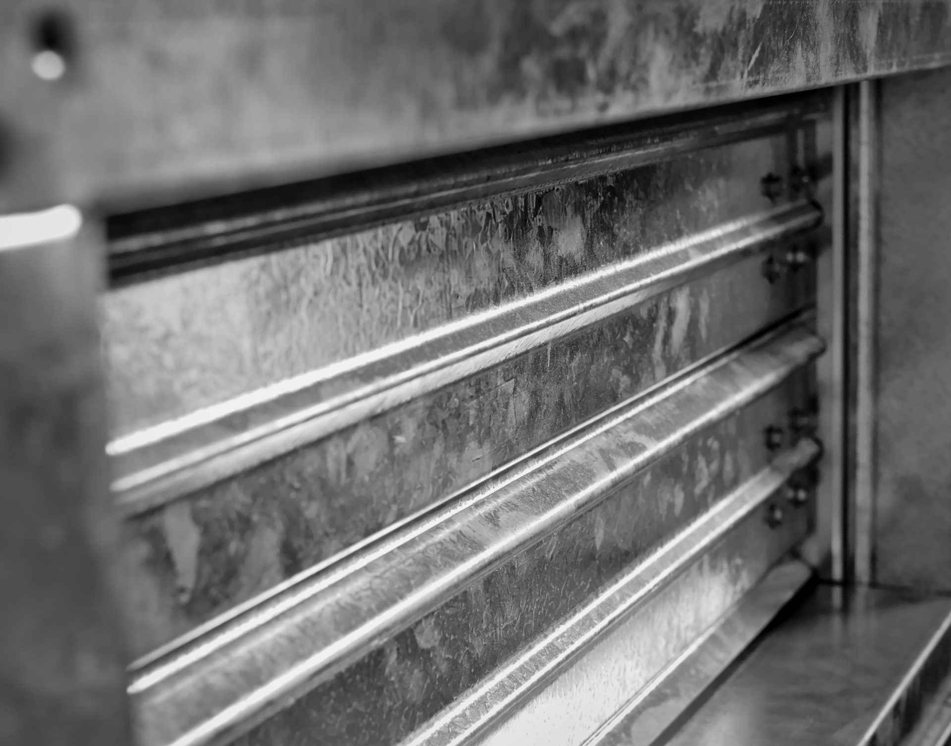 Close-up shot of flaps of fire damper.